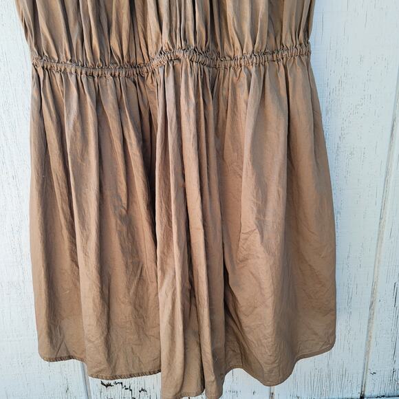 Totême Pretoria Midi Shift Dress Size Large Brown Cotton Lyocell Bohemian - Picture 13 of 14